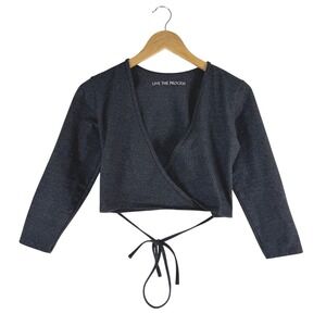 Live The Process Zen Wrap Cardigan Grey Jasper Supplex Ballet Crop Top Medium